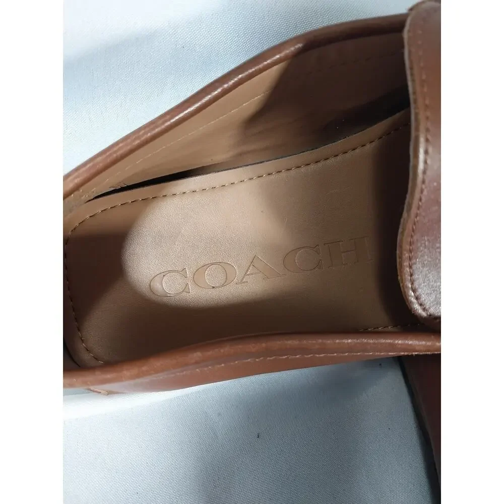 NWOT! COACH! MOTT PECAN BROWN GENUINE LEATHER NUBBY WRAPPED SOLE LOAFERS! 9.5M